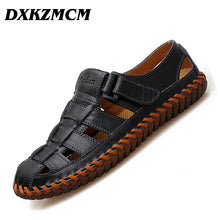 Load image into Gallery viewer, DXKZMCM Genuine Leather Men Sandals Male Summer Breathable Mens Shoes Beach Sneakers Sandles